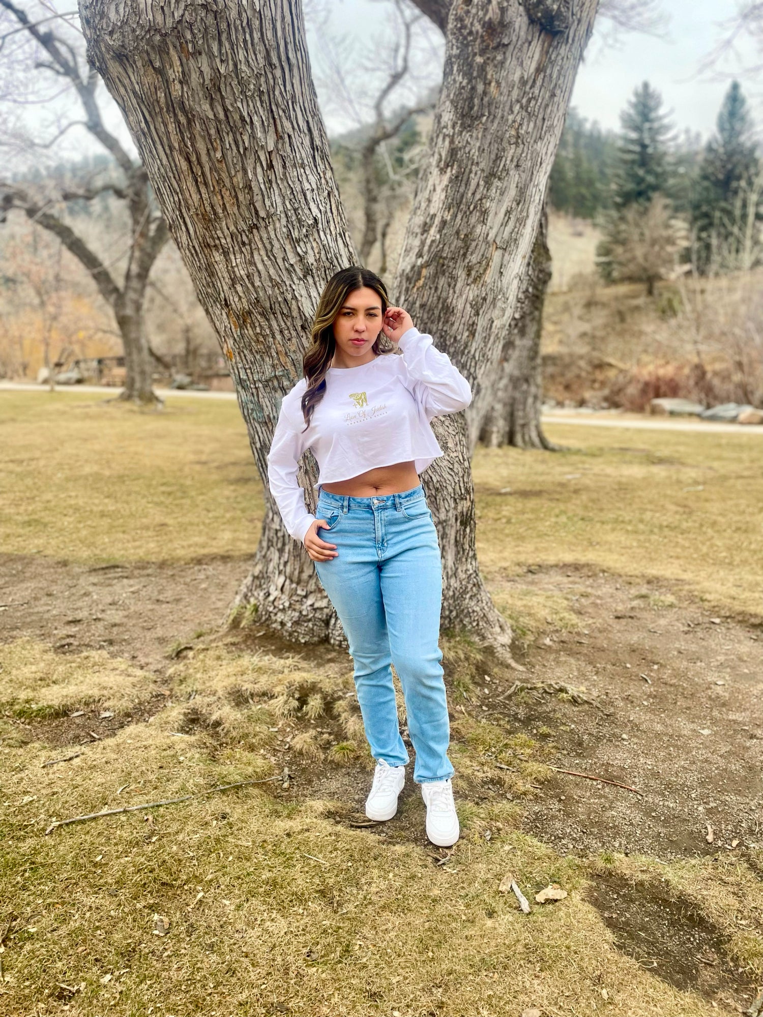 Long Sleeve White Crop Top